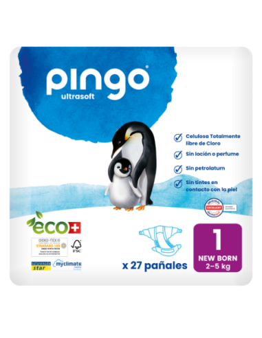 PINGO Pañales Ecológicos Talla 1 27 Unidades