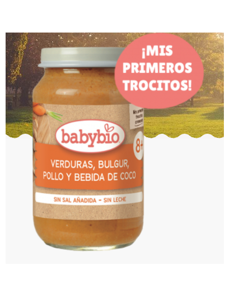 BABYBIO VERDURAS,BULGUR, POLLO Y BEBIDA DE COCO